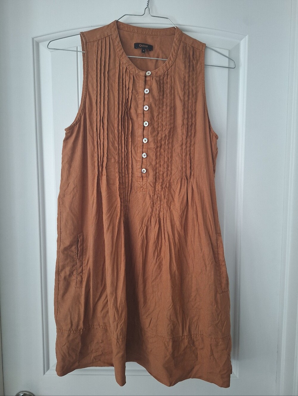 100% LINEN Quince Rust Sleeveless Dress